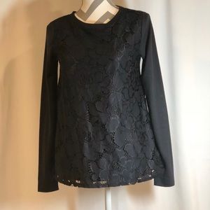 NWT Ann Taylor Loft Navy Lace Front Top Size XS